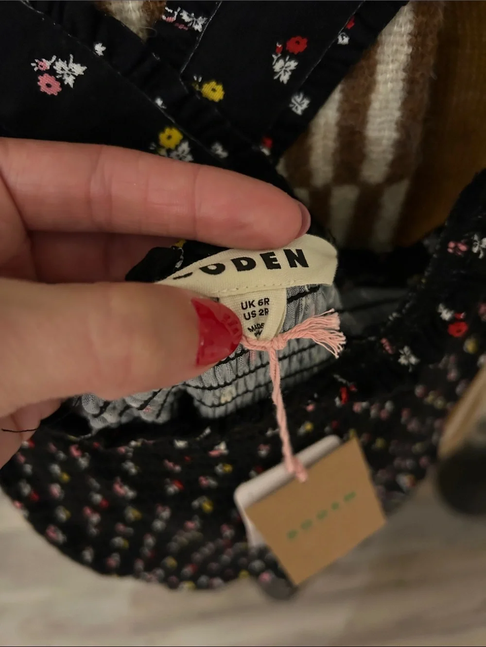 BODEN Black Floral Smocked Maxi Dress - Picture 5 of 5